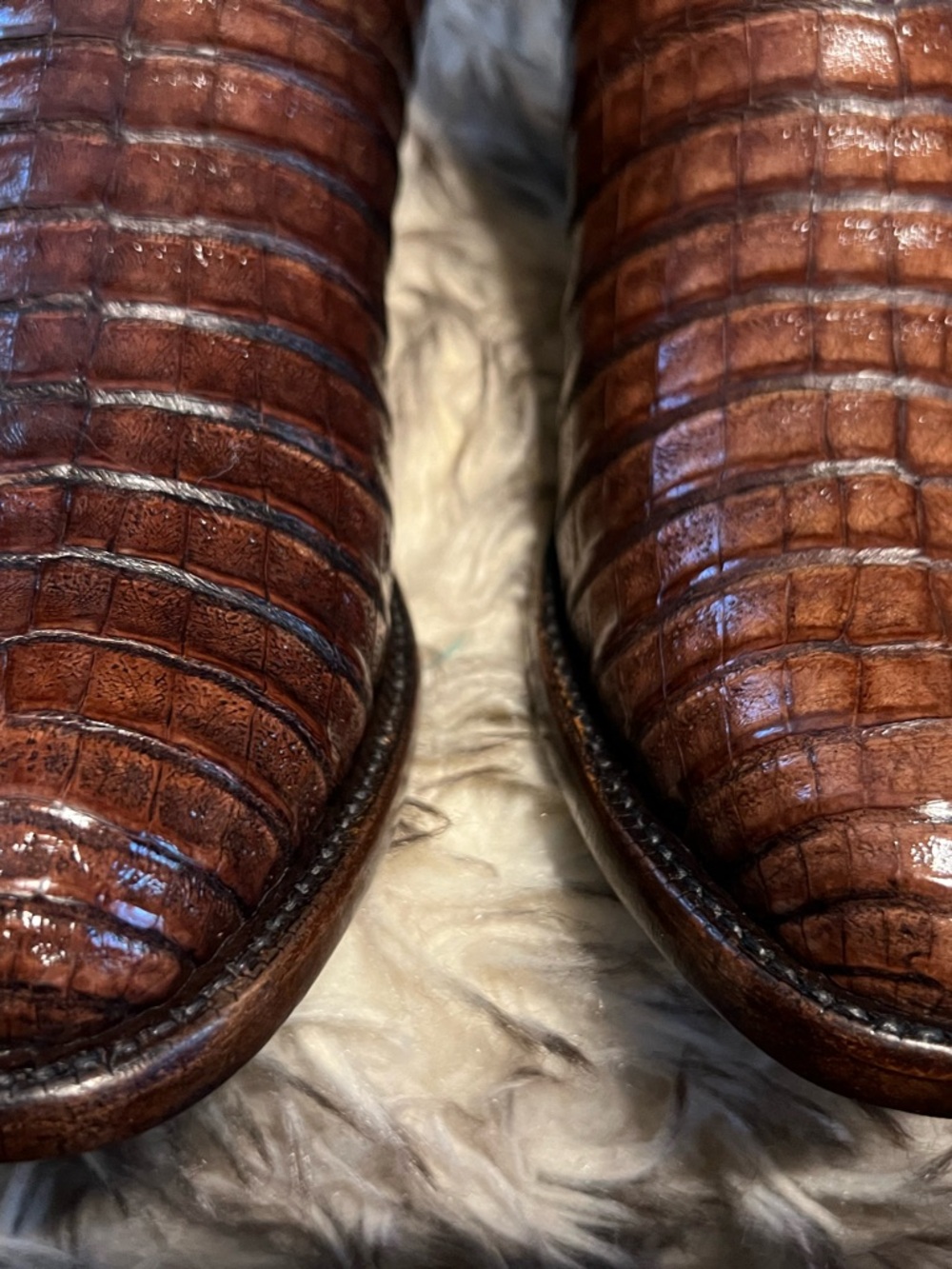 BIG SALE!!Short Time! LUCCHESE men FULL CAIMAN GATOR WESTERN Boots-brown-Sz 9 EE - Picture 3 of 16